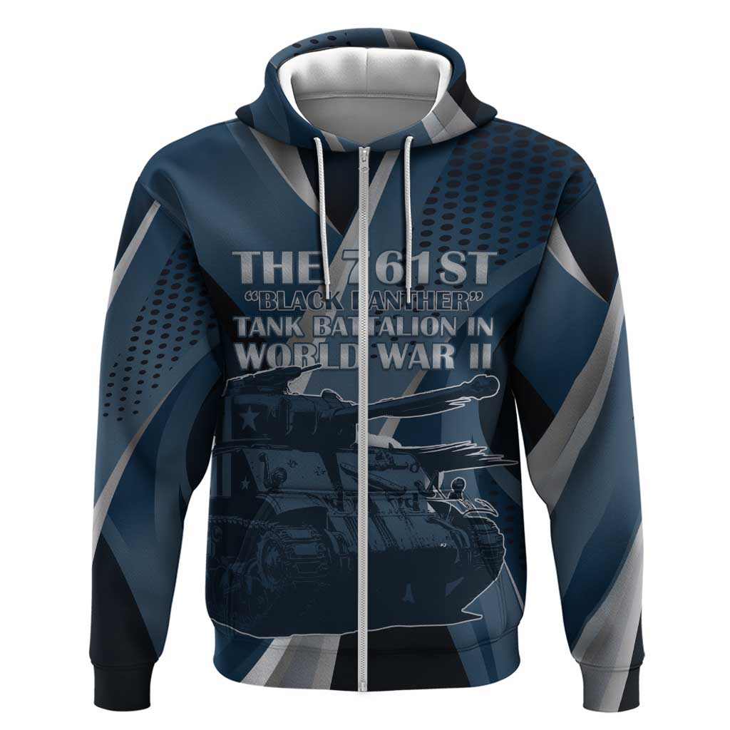 Personalized 761st Tank Battalion WWII Zip Hoodie Black Panthers Tribute