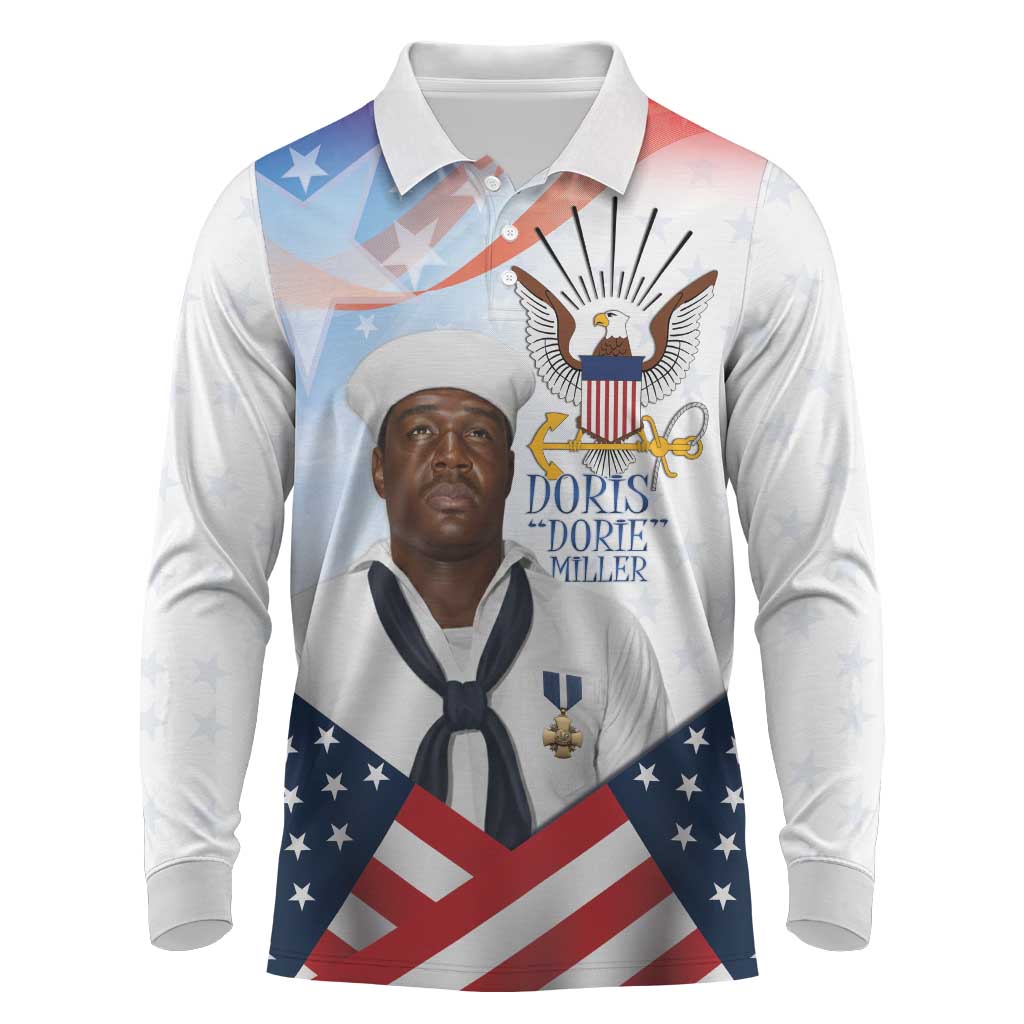 Doris Dorie Miller Long Sleeve Polo Shirt The Hero Pearl Harbor