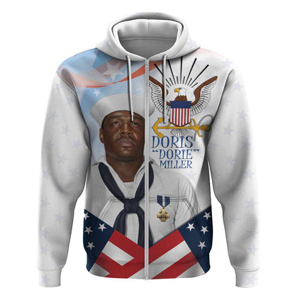 Doris Dorie Miller Zip Hoodie The Hero Pearl Harbor