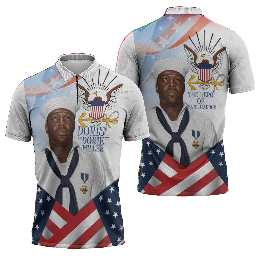 Doris Dorie Miller Zipper Polo Shirt The Hero Pearl Harbor