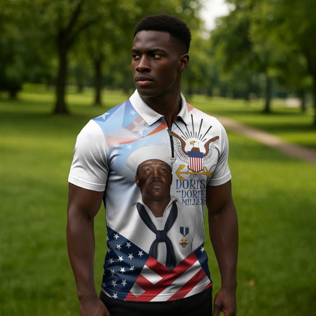 Doris Dorie Miller Zipper Polo Shirt The Hero Pearl Harbor