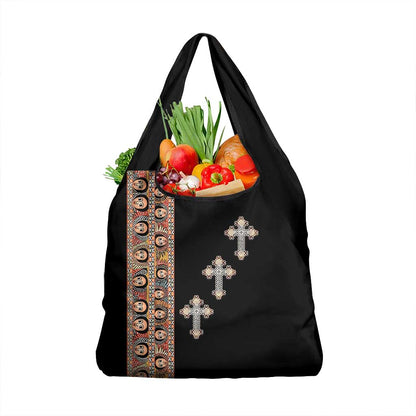 Ethiopia Angels Tilet With Cross Grocery Bag Black Color