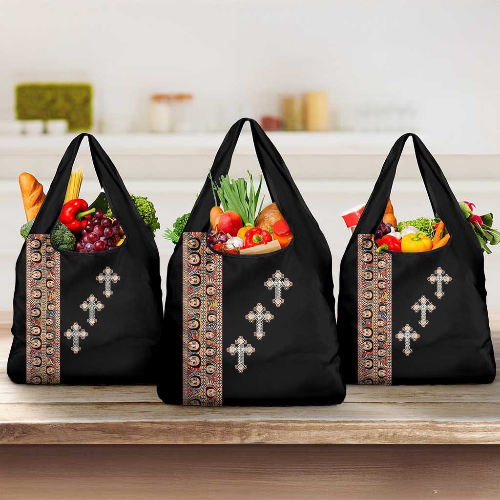 Ethiopia Angels Tilet With Cross Grocery Bag Black Color