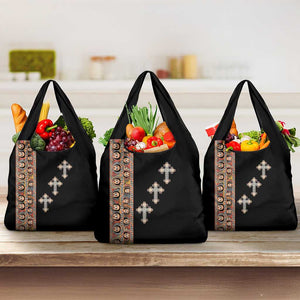 Ethiopia Angels Tilet With Cross Grocery Bag Black Color