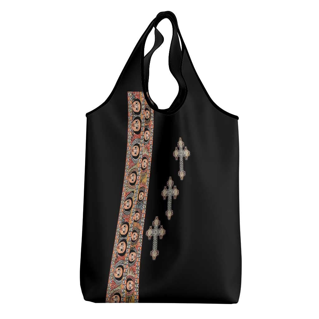 Ethiopia Angels Tilet With Cross Grocery Bag Black Color