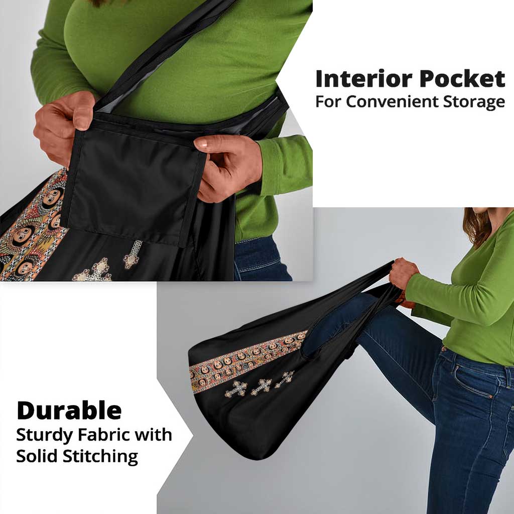 Ethiopia Angels Tilet With Cross Grocery Bag Black Color