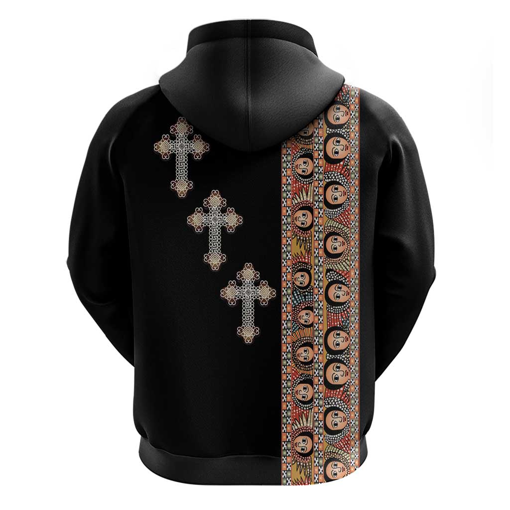 Ethiopia Angels Tilet With Cross Hoodie Black Color