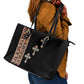 Ethiopia Angels Tilet With Cross Leather Tote Bag Black Color