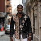 Ethiopia Angels Tilet With Cross Long Sleeve Button Shirt Black Color