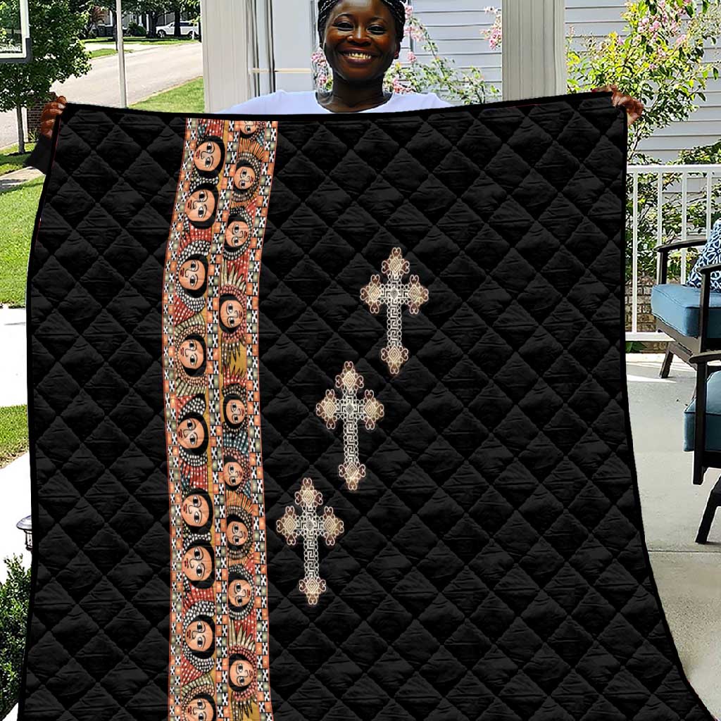 Ethiopia Angels Tilet With Cross Quilt Black Color