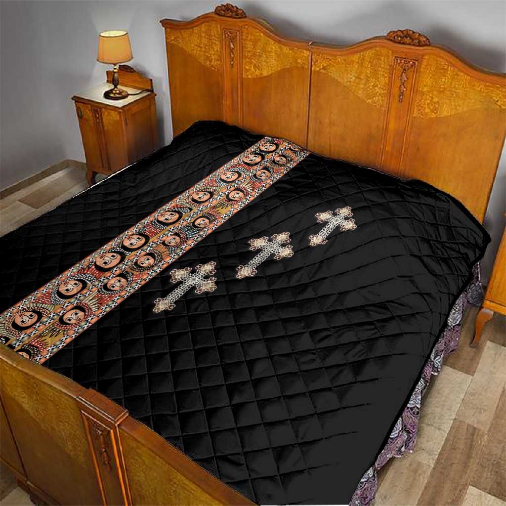 Ethiopia Angels Tilet With Cross Quilt Black Color