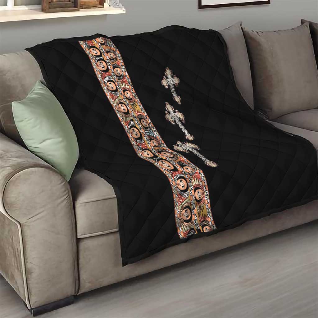 Ethiopia Angels Tilet With Cross Quilt Black Color