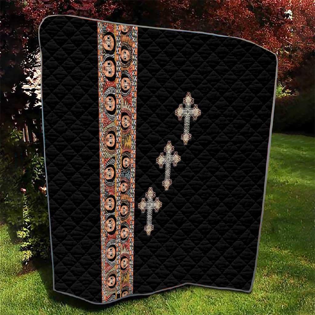 Ethiopia Angels Tilet With Cross Quilt Black Color
