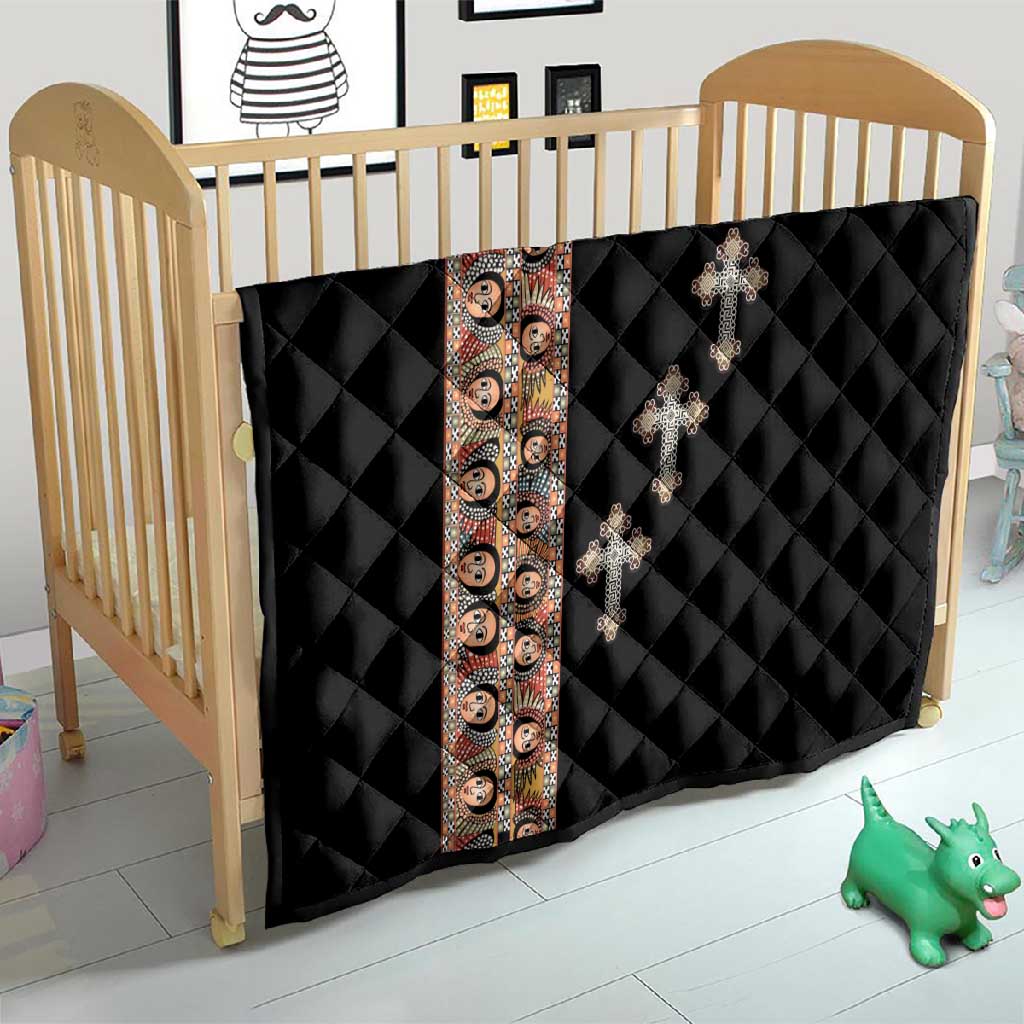 Ethiopia Angels Tilet With Cross Quilt Black Color