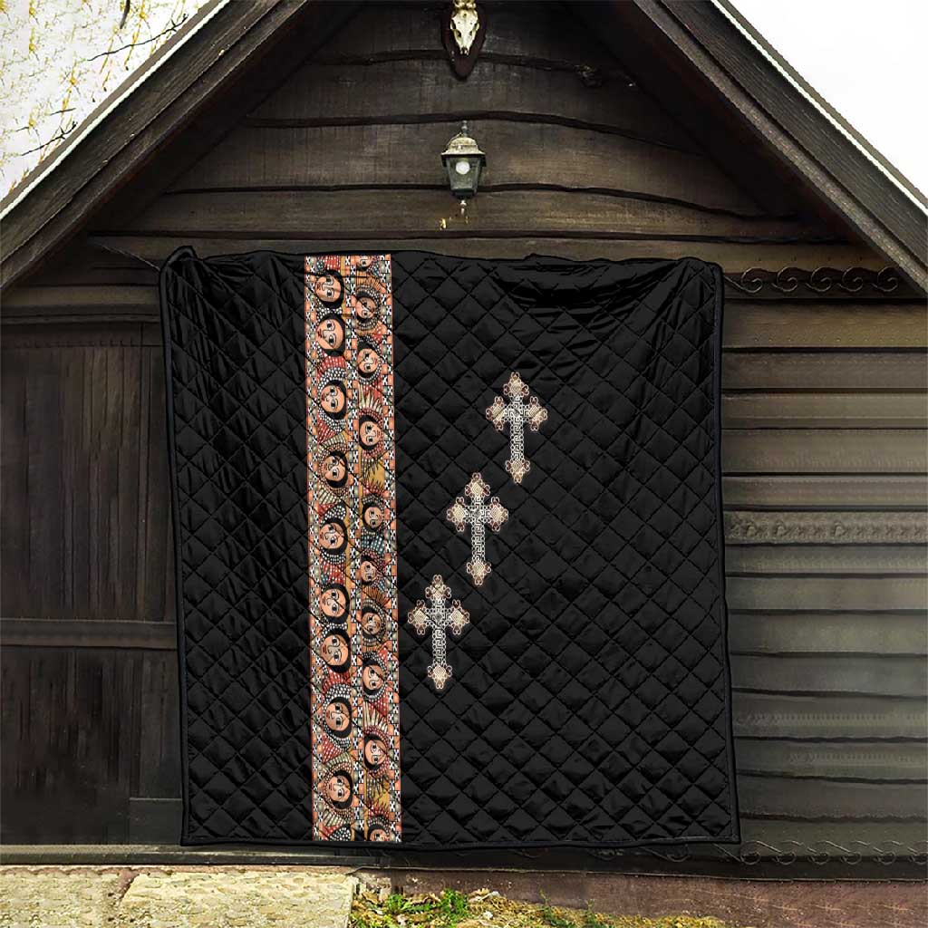 Ethiopia Angels Tilet With Cross Quilt Black Color