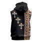 Ethiopia Angels Tilet With Cross Sleeveless Zip Hoodie Black Color - African Pride