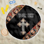 Personalized Ethiopia Beach Blanket Ethiopian Orthodox Church Angel Black Color