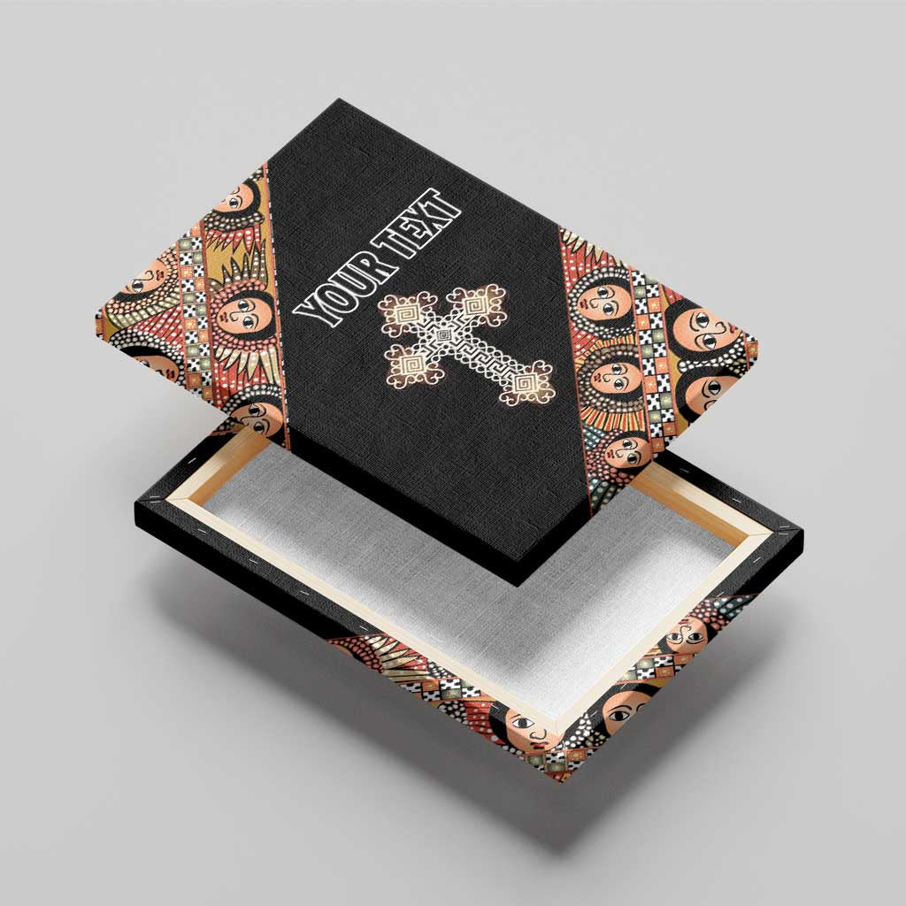 Personalized Ethiopia Canvas Wall Art Ethiopian Orthodox Church Angel Black Color