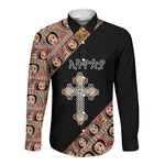 Personalized Ethiopia Long Sleeve Button Shirt Ethiopian Orthodox Church Angel Black Color