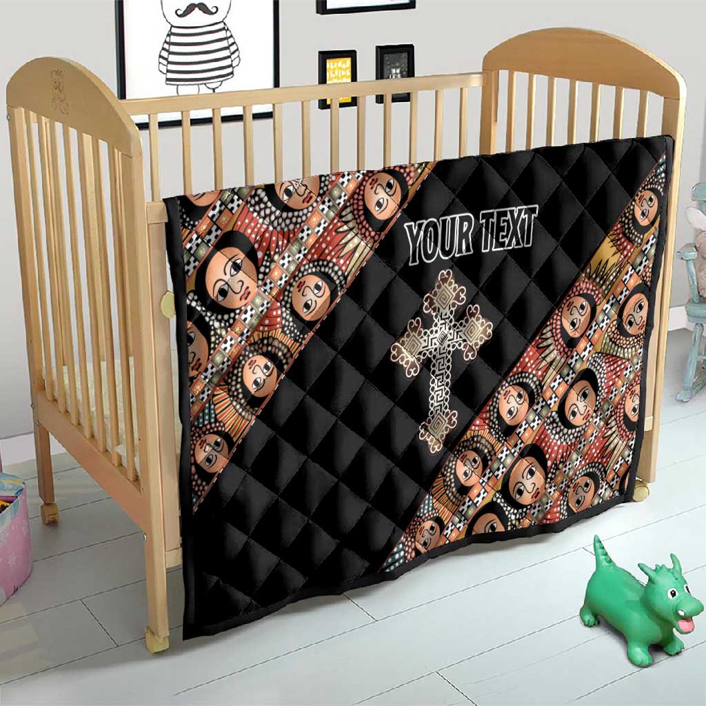 Personalized Ethiopia Quilt Ethiopian Orthodox Church Angel Black Color