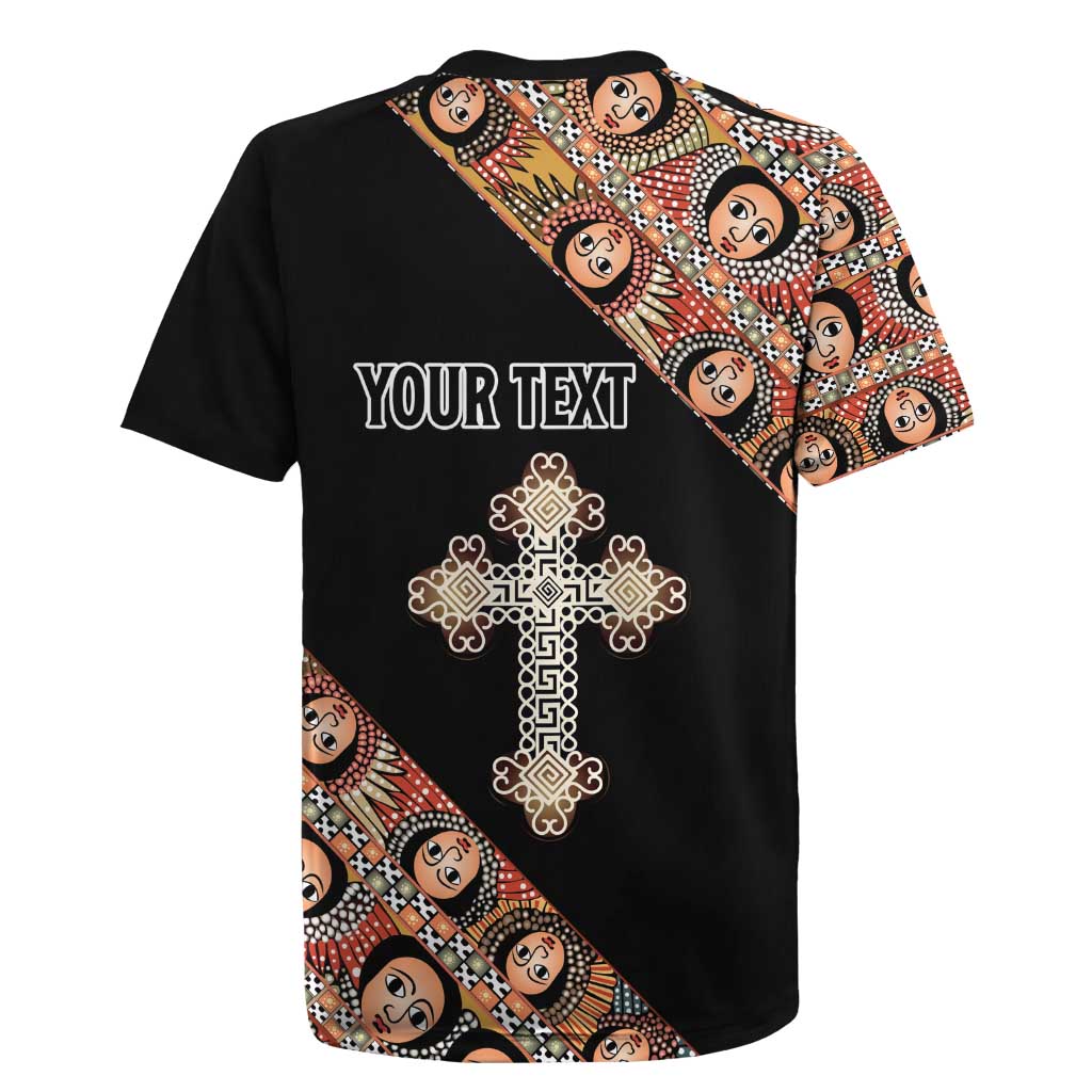 Personalized Ethiopia Rugby Jersey Ethiopian Orthodox Church Angel Black Color