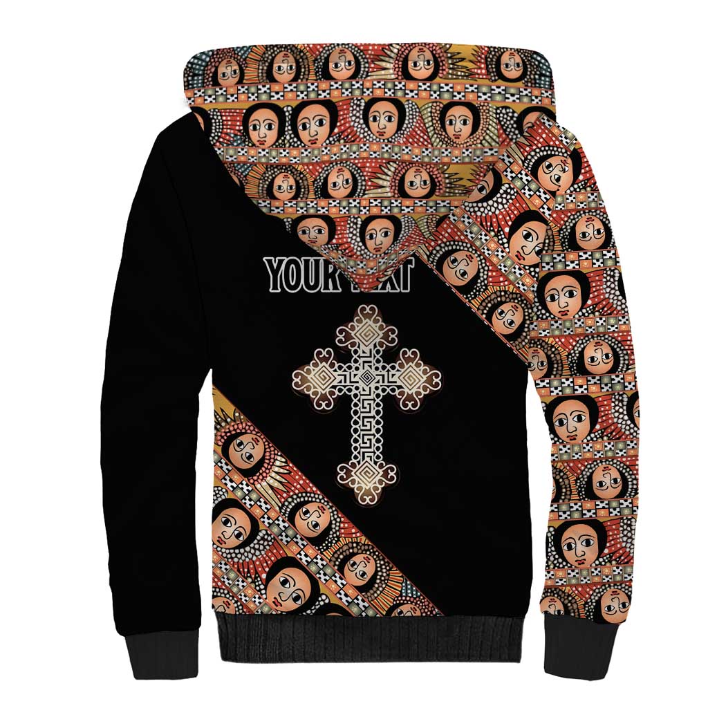 Personalized Ethiopia Sherpa Hoodie Ethiopian Orthodox Church Angel Black Color