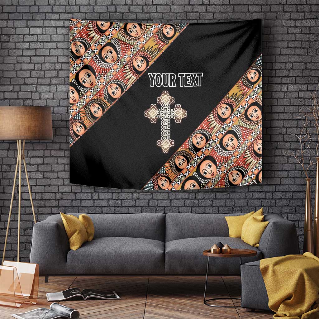 Personalized Ethiopia Tapestry Ethiopian Orthodox Church Angel Black Color