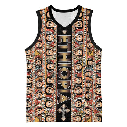 Personalized Ethiopia Basketball Jersey Ethiopian Tewahedo Angel Orthodox Black Color LT15