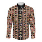 Personalized Ethiopia Long Sleeve Button Shirt Ethiopian Tewahedo Angel Orthodox Black Color