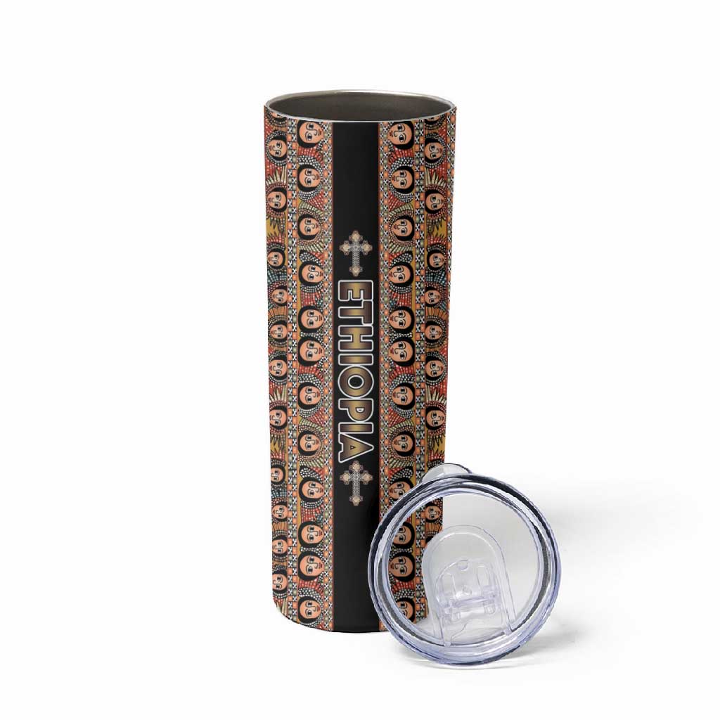 Personalized Ethiopia Skinny Tumbler Ethiopian Tewahedo Angel Orthodox Black Color