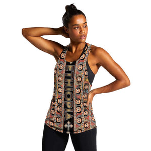 Personalized Ethiopia Women Racerback Tank Ethiopian Tewahedo Angel Orthodox Black Color