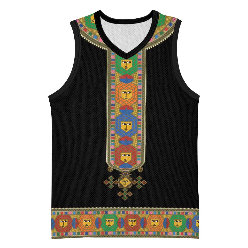 Ethiopia Saba Kemis Habesha Style Basketball Jersey Black Color LT15