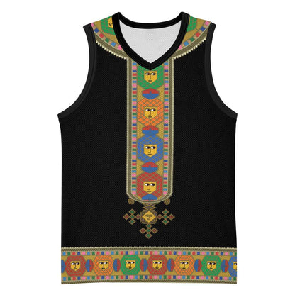 Ethiopia Saba Kemis Habesha Style Basketball Jersey Black Color LT15