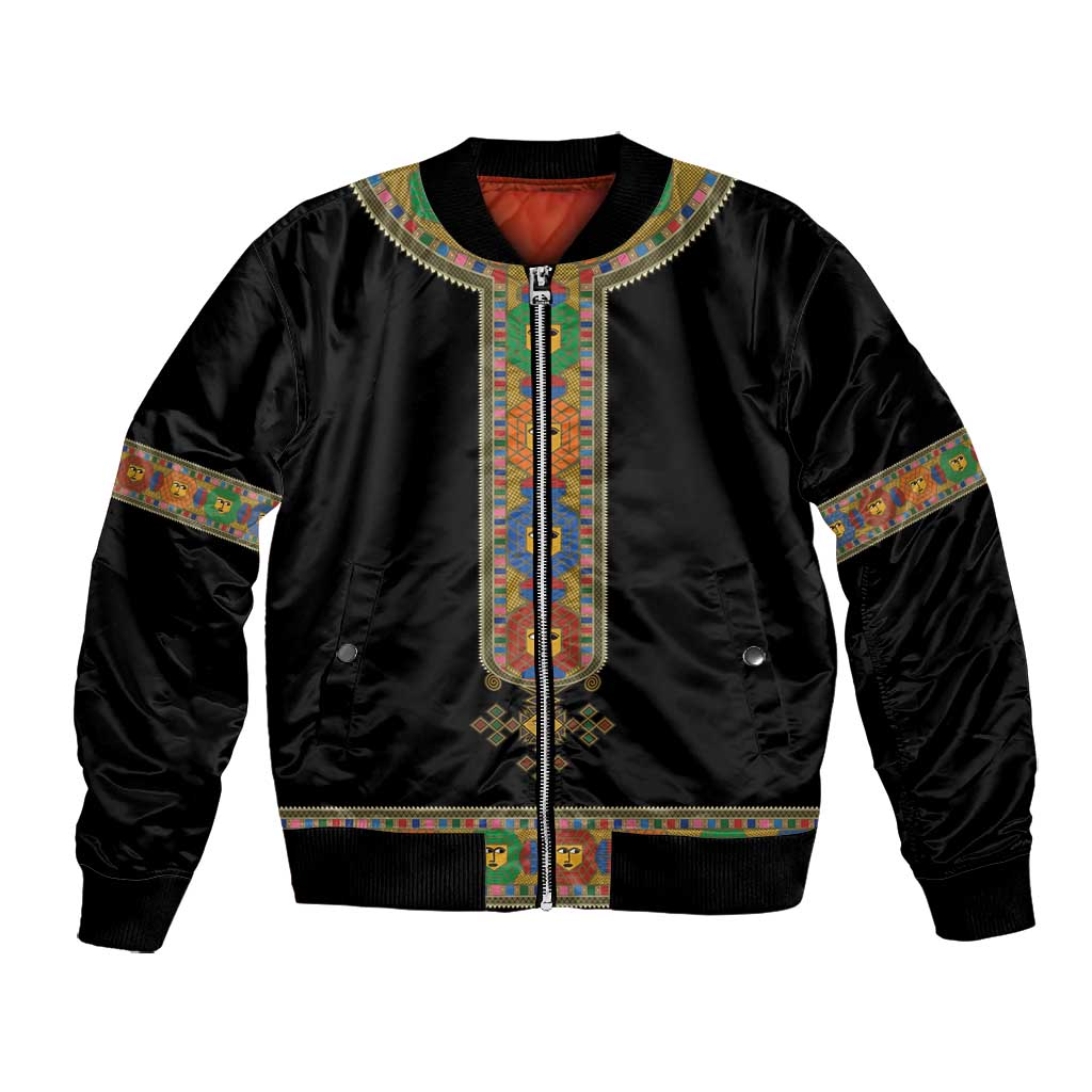 Ethiopia Saba Kemis Habesha Style Bomber Jacket Black Color