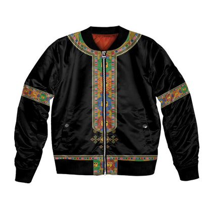 Ethiopia Saba Kemis Habesha Style Bomber Jacket Black Color