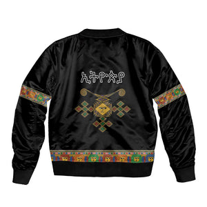 Ethiopia Saba Kemis Habesha Style Bomber Jacket Black Color