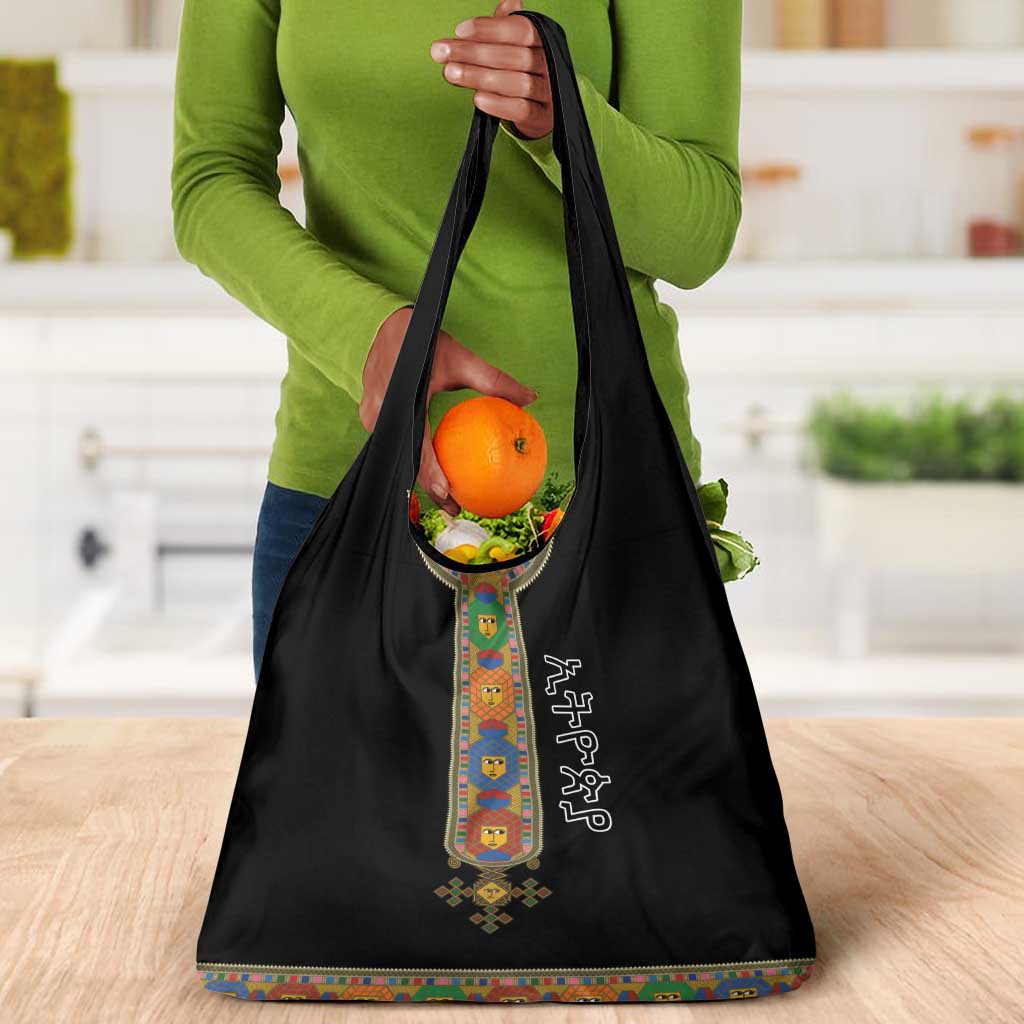 Ethiopia Saba Kemis Habesha Style Grocery Bag Black Color