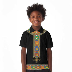 Ethiopia Saba Kemis Habesha Style Kid Polo Shirt Black Color
