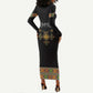 Ethiopia Saba Kemis Habesha Style Long Sleeve Bodycon Dress Black Color LT15