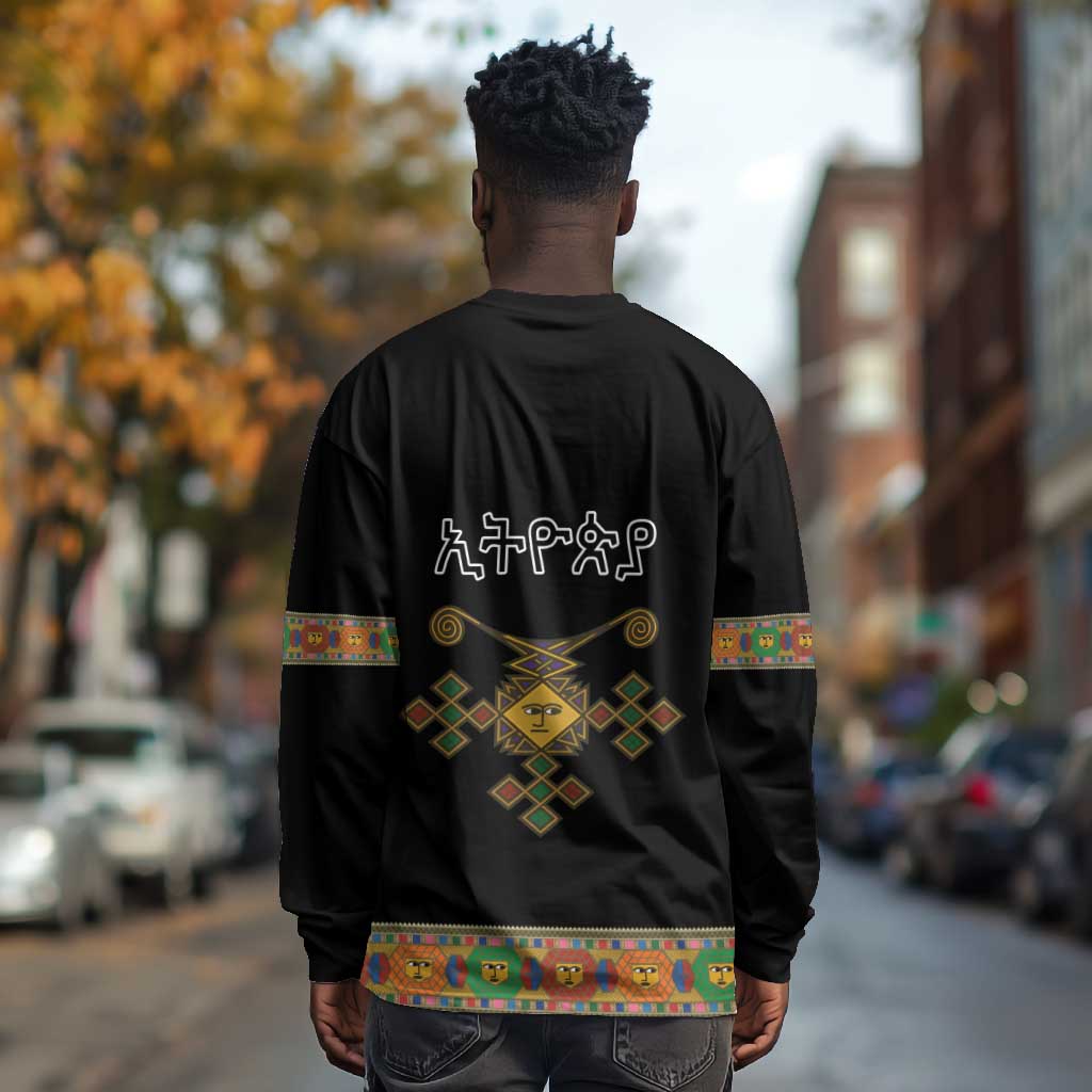 Ethiopia Saba Kemis Habesha Style Long Sleeve Shirt Black Color