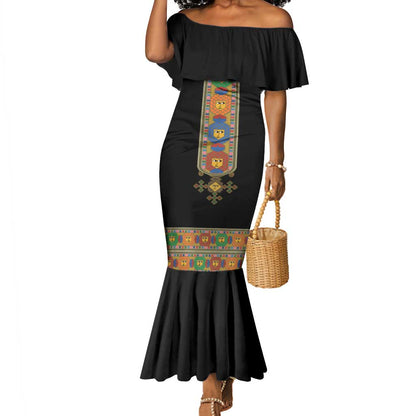 Ethiopia Saba Kemis Habesha Style Mermaid Dress Black Color