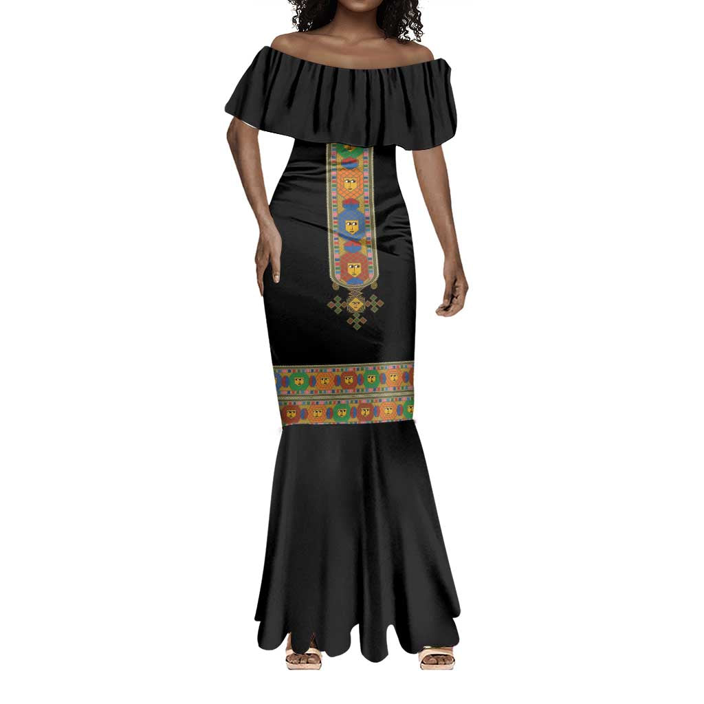 Ethiopia Saba Kemis Habesha Style Mermaid Dress Black Color