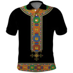 Ethiopia Saba Kemis Habesha Style Polo Shirt Black Color