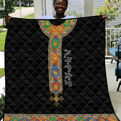 Ethiopia Saba Kemis Habesha Style Quilt Black Color
