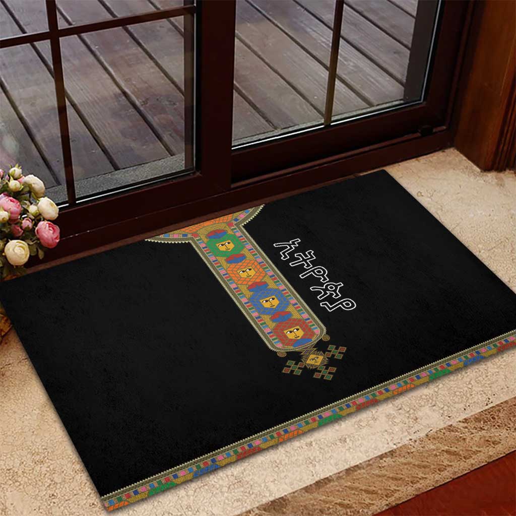 Ethiopia Saba Kemis Habesha Style Rubber Doormat Black Color