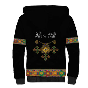 Ethiopia Saba Kemis Habesha Style Sherpa Hoodie Black Color