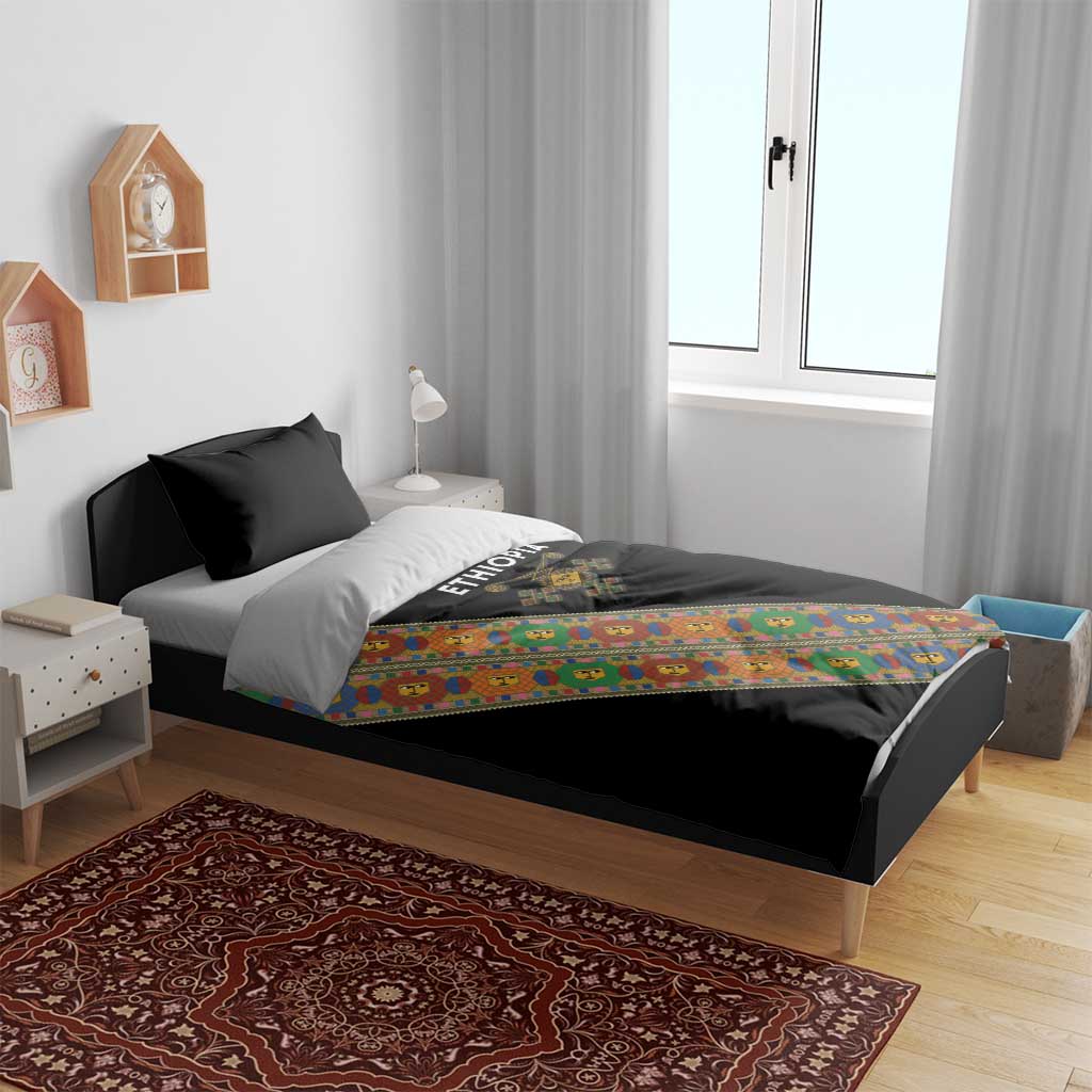 Ethiopia Saba Kemis Sash Style Bedding Set Black Color