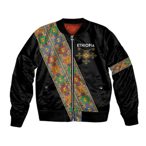Ethiopia Saba Kemis Sash Style Bomber Jacket Black Color