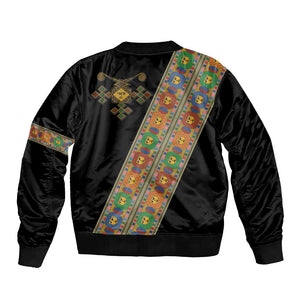 Ethiopia Saba Kemis Sash Style Bomber Jacket Black Color