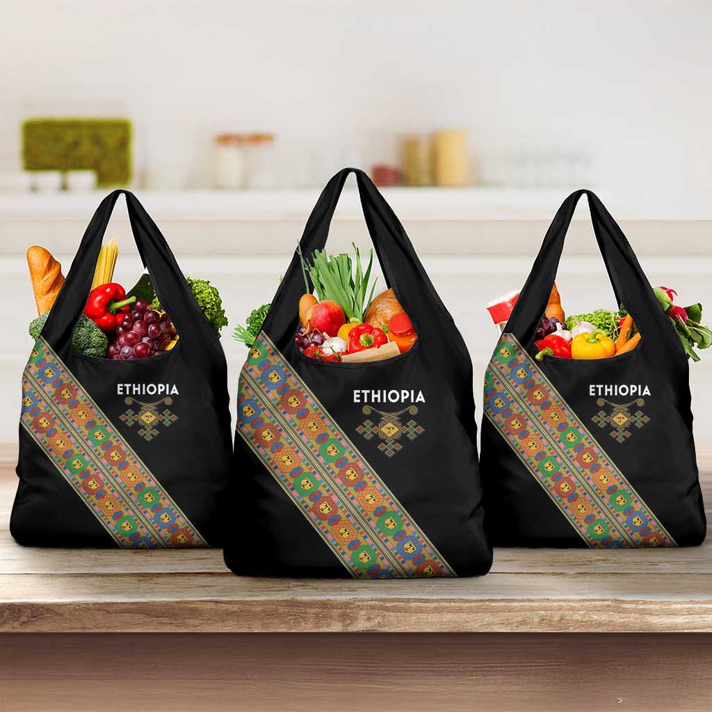 Ethiopia Saba Kemis Sash Style Grocery Bag Black Color